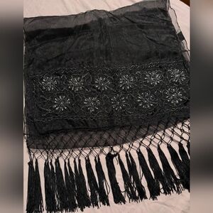 Beautiful Black Vintage Beaded Wrap